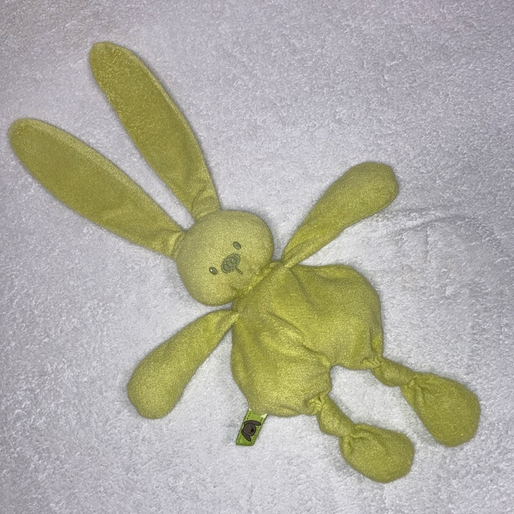 Nattou yellow green bunny lovey soother security
